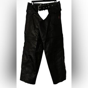 Interstate Leather Black Chaps Motorcycle Riding Pants Unisex XL
